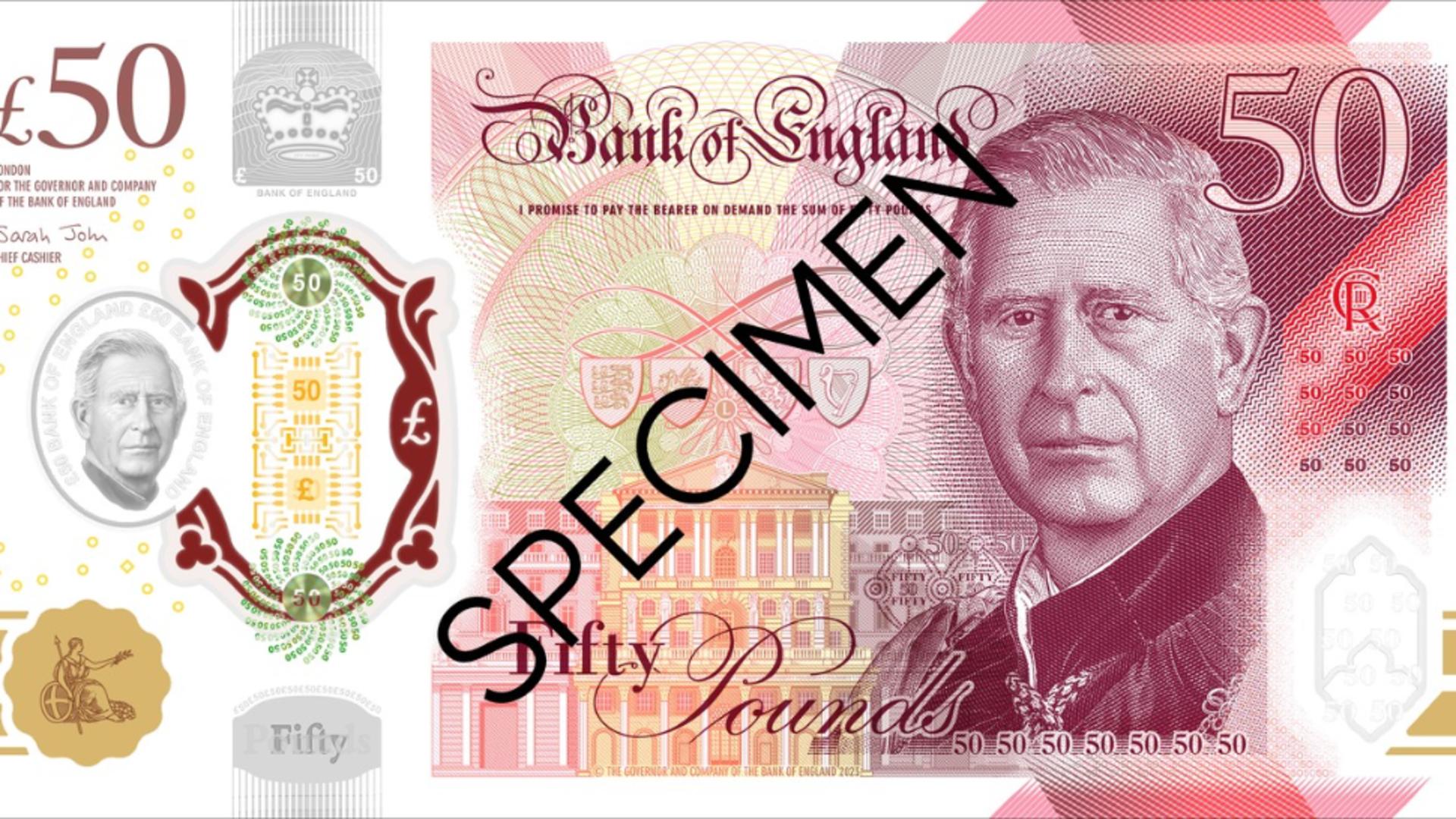 Specimenul bancnotei de 50 de lire sterline (Profimedia)