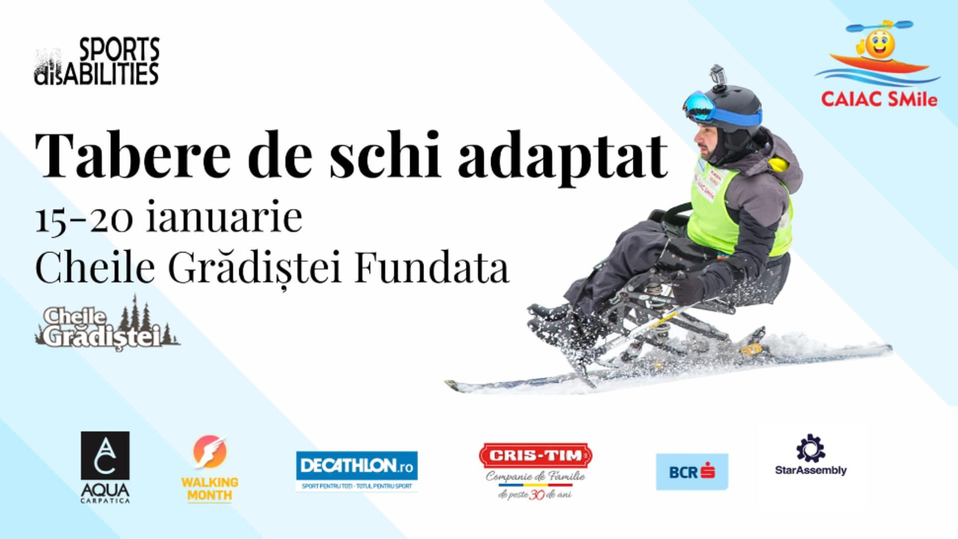 1.000 de persoane cu dizabilități vor schia pe pârtiile din România, în această iarnă, prin inițiativa Caiac SMile