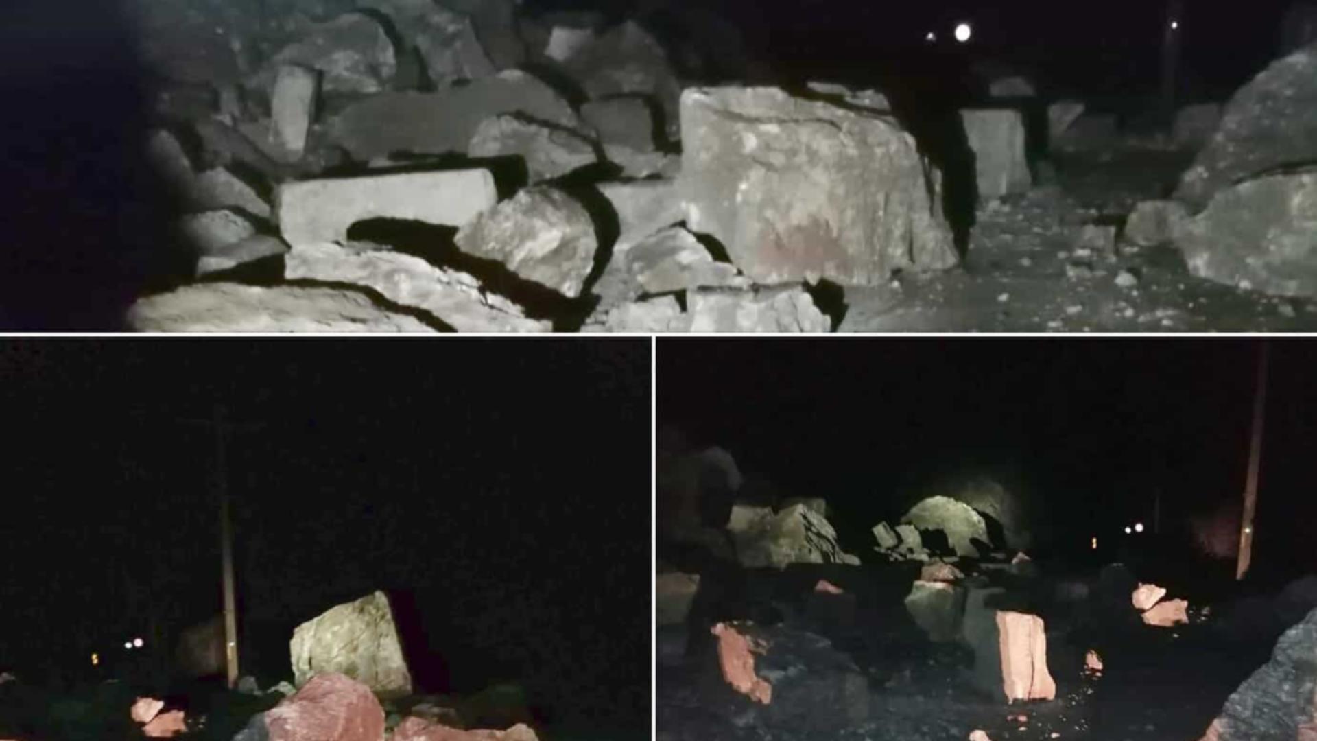 Alertă: Drum național blocat total după căderea de stînci și pietre între județele Mehedinți și Caraș-Severin - FOTO 