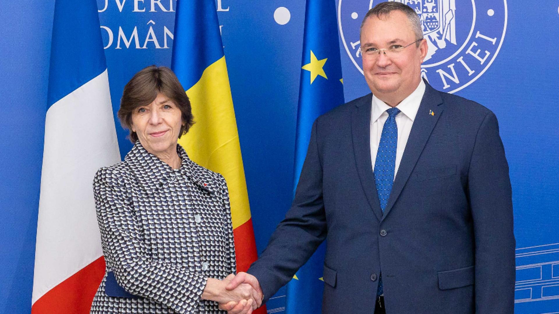 Ministrul francez pentru Europa şi Afaceri Externe, Catherine Colonna și premierul Ciucă. Foto/Guvern