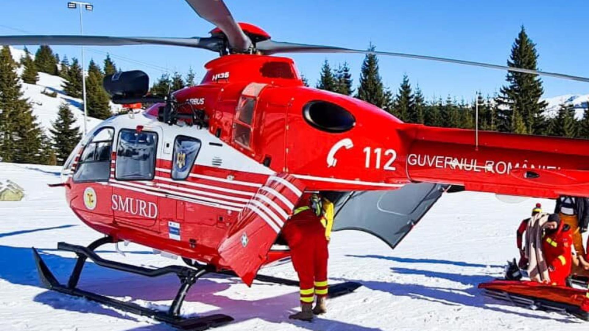 Accident la schi: Un bărbat rănit pe pârtia din Muntele Mic - A fost cerut un elicopter SMURD