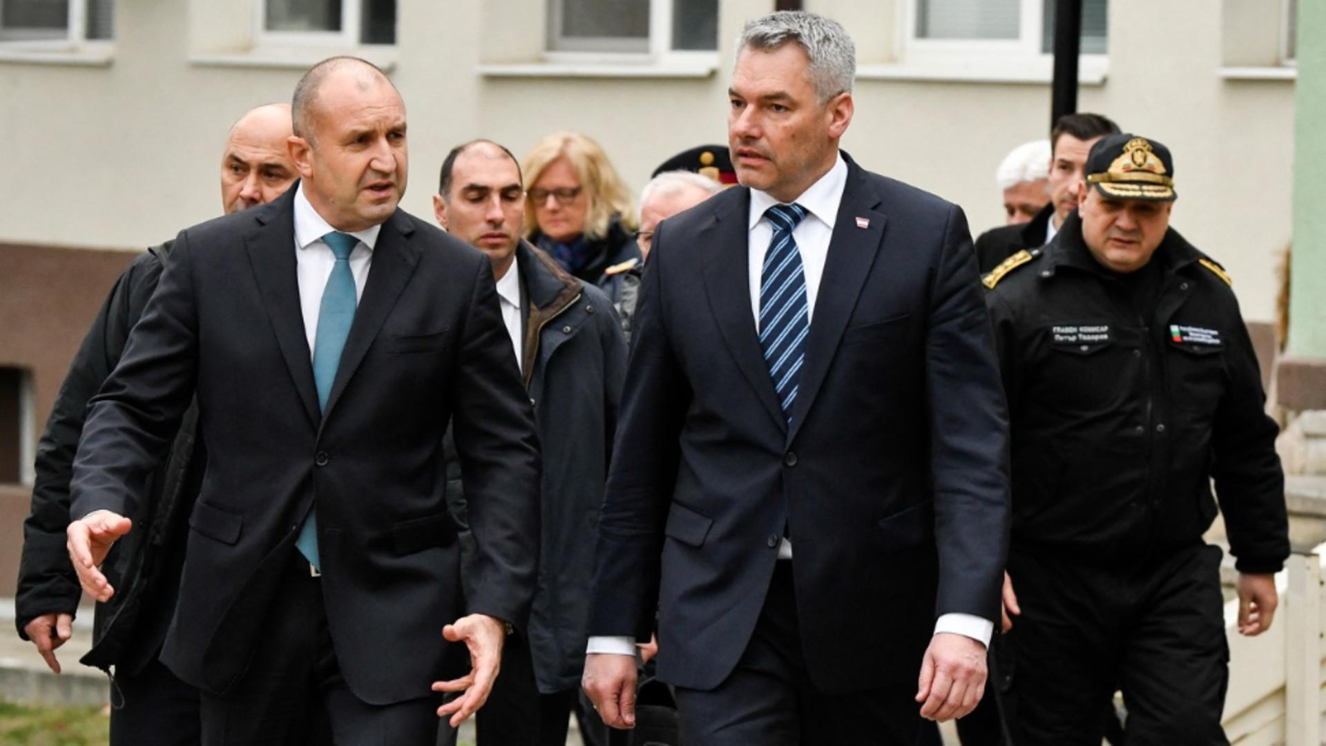 Președintele Bulgariei - Rumen Radev și cancelarul austriac - Karl Nehammer Foto: Profi Media