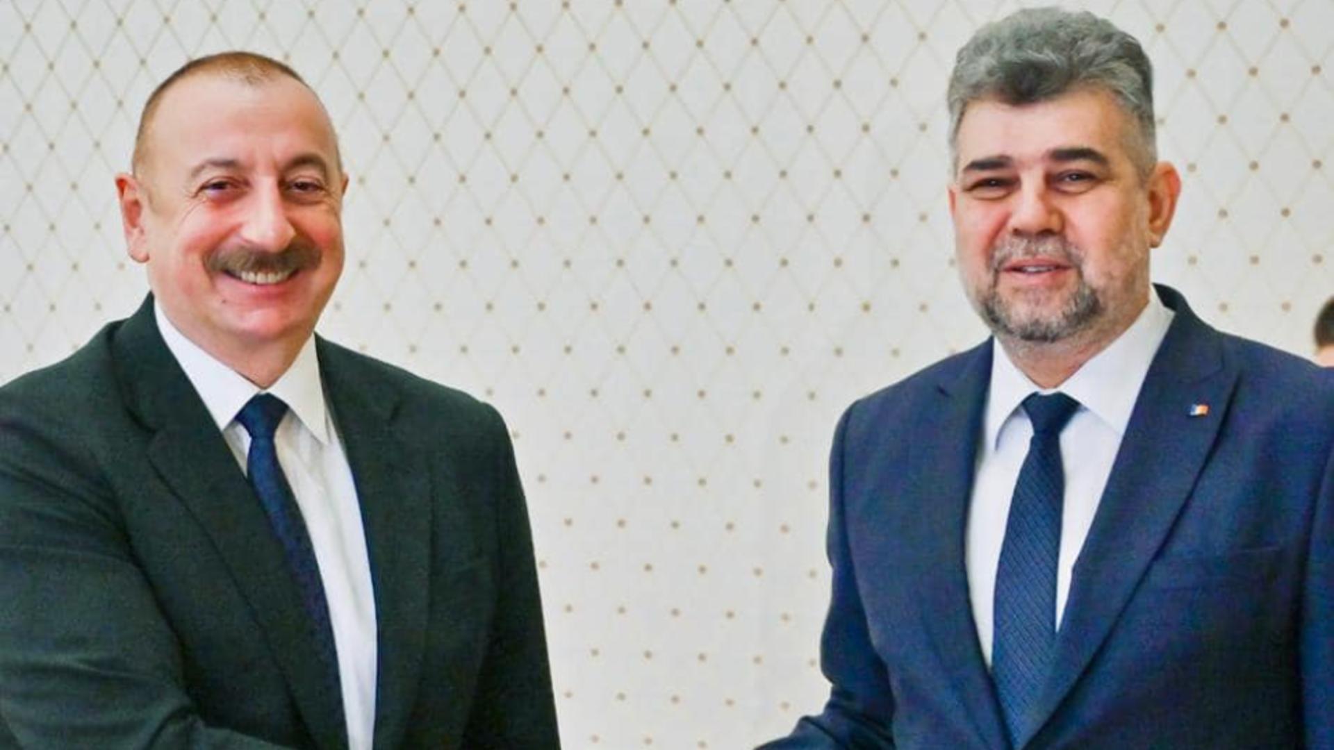 Marcel Ciolacu și președintele Republicii Azerbaidjan, Ilham Aliyev / Facebook Ciolacu 