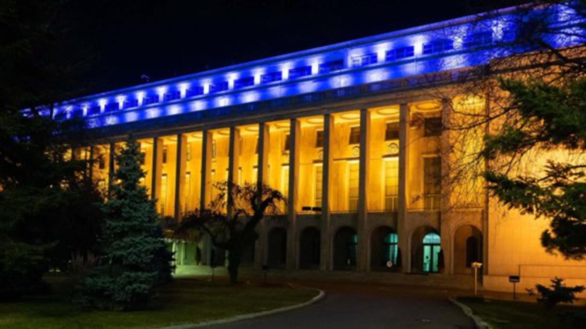 Palatul Victoria va fi iluminat în culorile drapelului Ucrainei