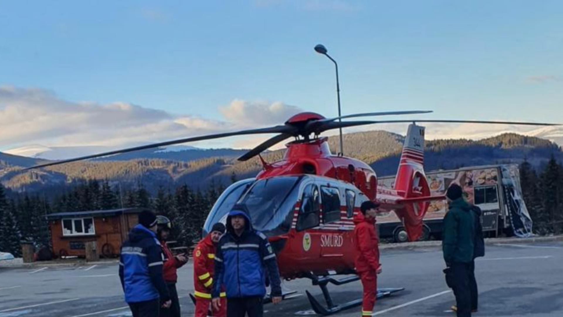 Accident grav pe pârtia Transalpina: Un copil de 8 ani, lovit la cap, preluat de elicopterul SMURD