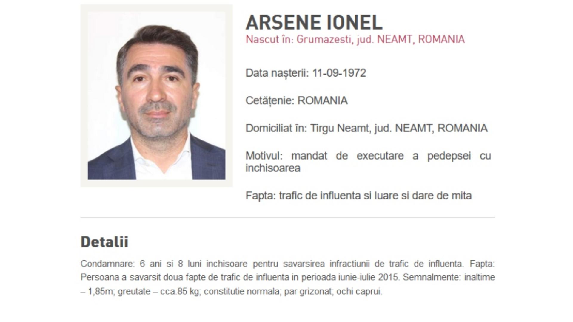 Ionel Arsene, dat în URMĂRIRE - Baronul PSD a fost condamnat la 6 ani de ÎNCHISOARE și a fugit în Italia