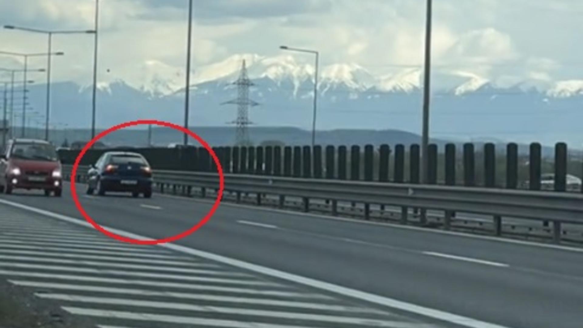 Tupeu dus la extrem - șofer surprins pe contrasens pe autostradă