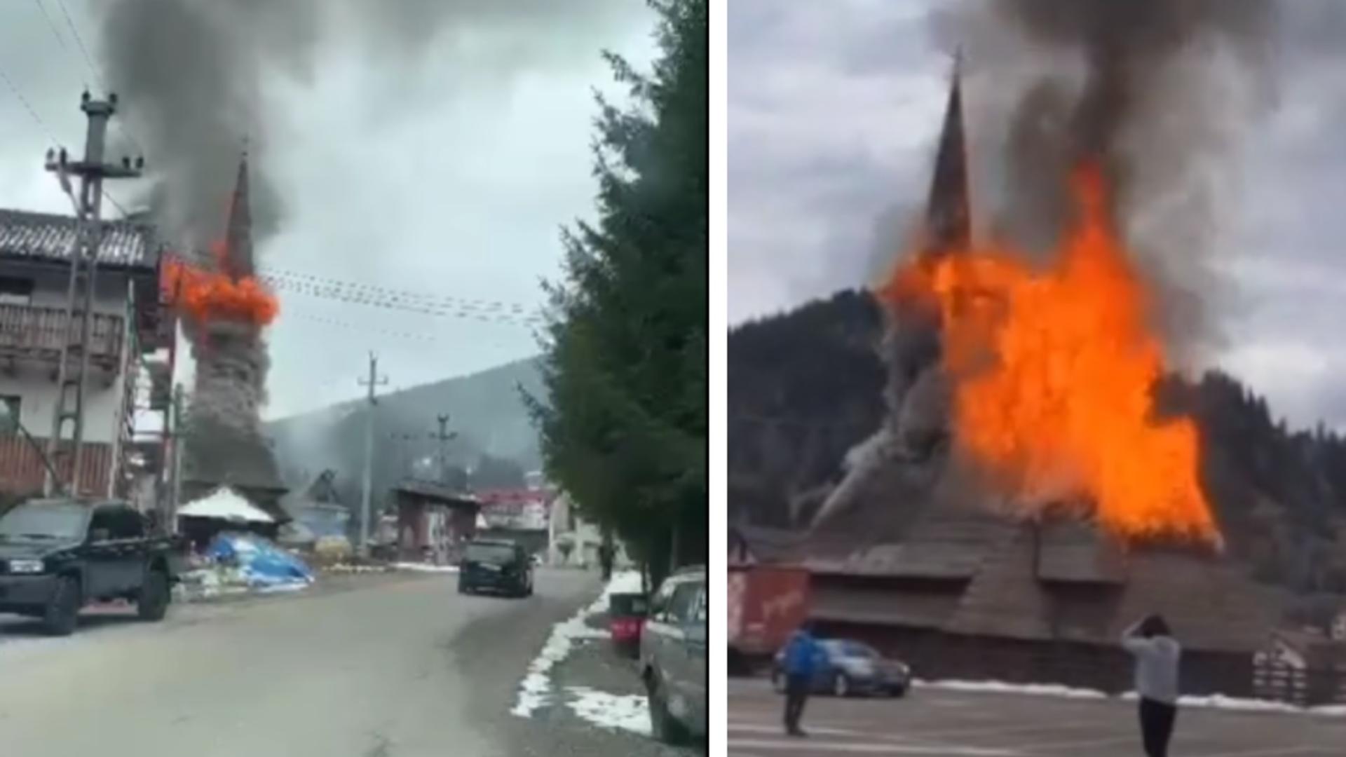 Incendiu devastator în Duminica de Florii. O biserică monument a fost mistuită de flăcări - VIDEO