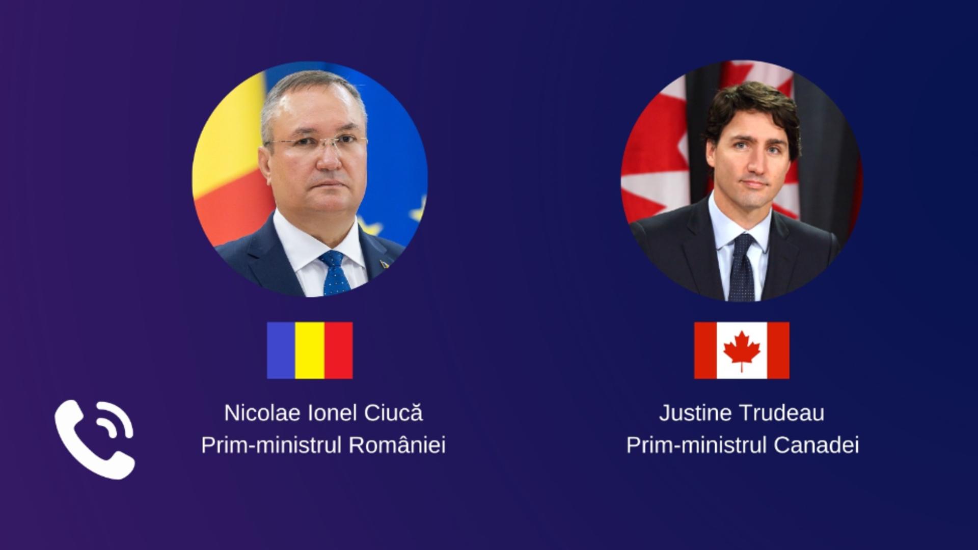Dialog telefonic Nicolae Ciucă -  Justin Trudeau/ Facebook Guvern