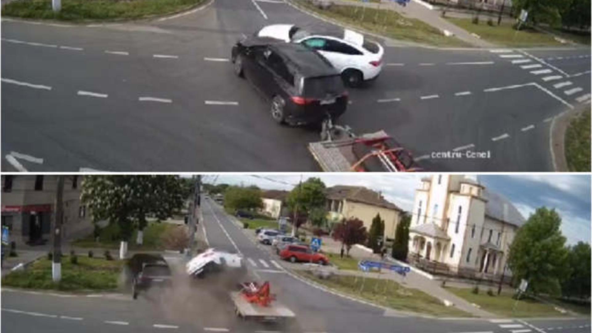 Accident înfiorător cu 2 mașini în Timiș: O femeie a ajuns la spital, iar șoferul are dosar penal - Momentul impactului violent