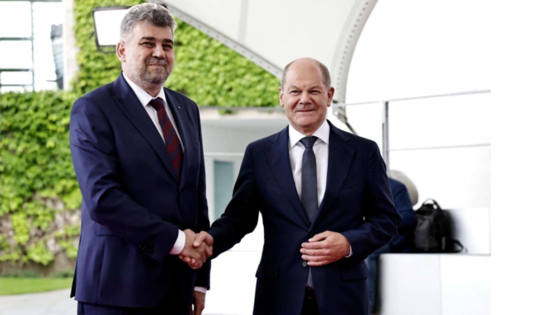 Marcel Ciolacu vrea trupe germane în România. Aunț alături de cancelarul Olaf Scholz Foto: gov.ro