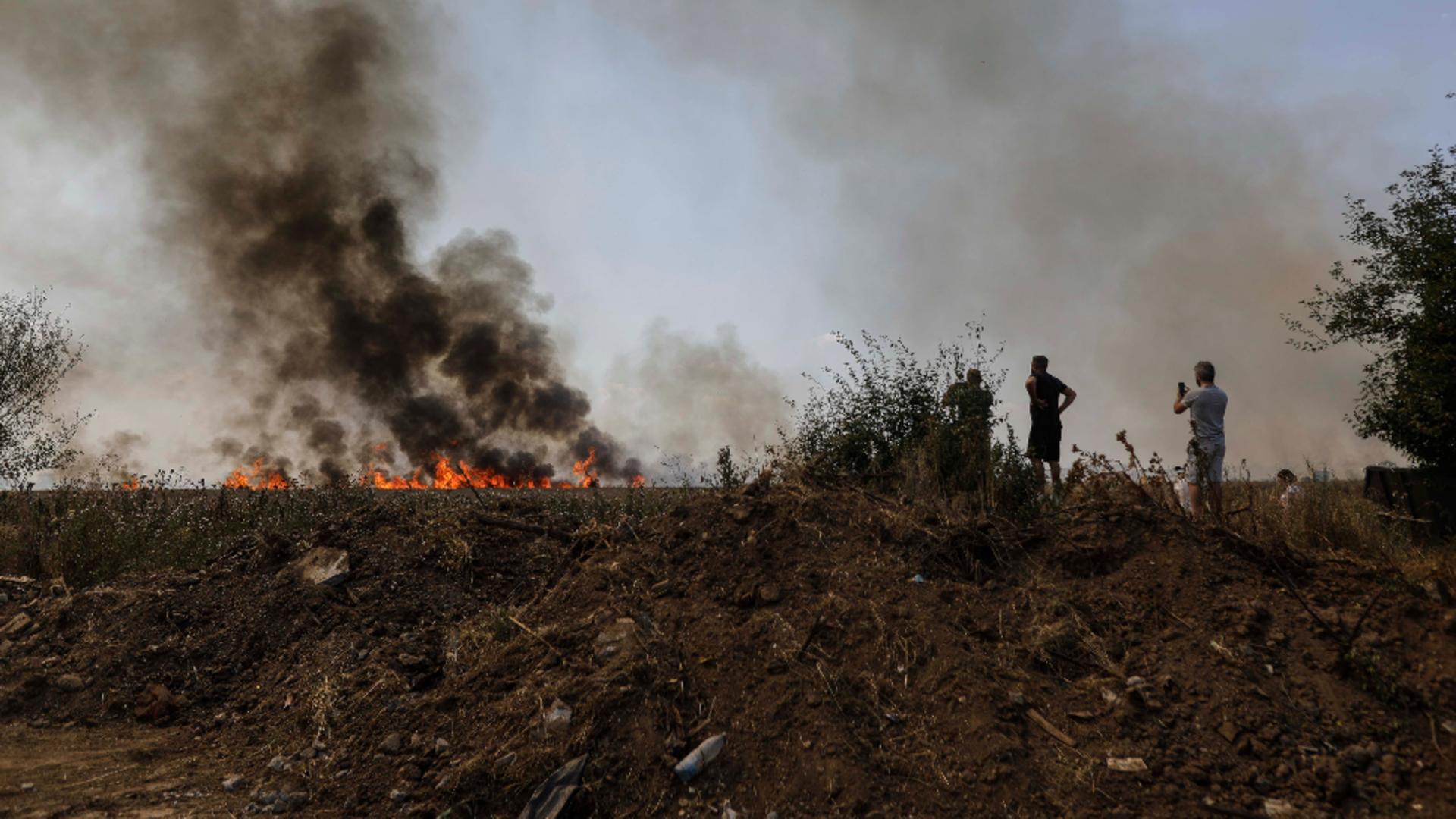 Incendiu Măgurele – Un nou incendiu uriaș de vegetație a cuprins un câmp de lângă București