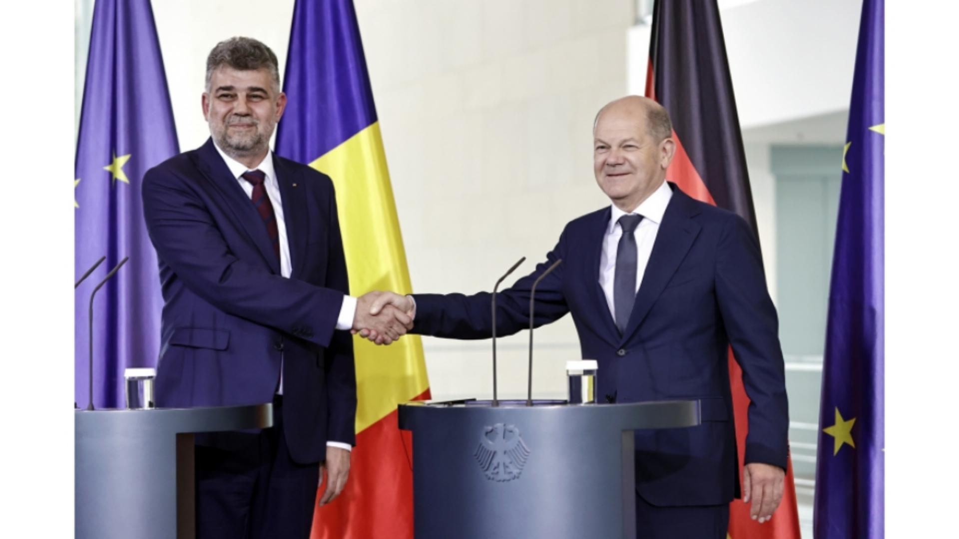 Cancelarul Germaniei, Olaf Scholz, îi mulțumește lui Marcel Ciolacu pentru eforturile României pe flancul de est al NATO
