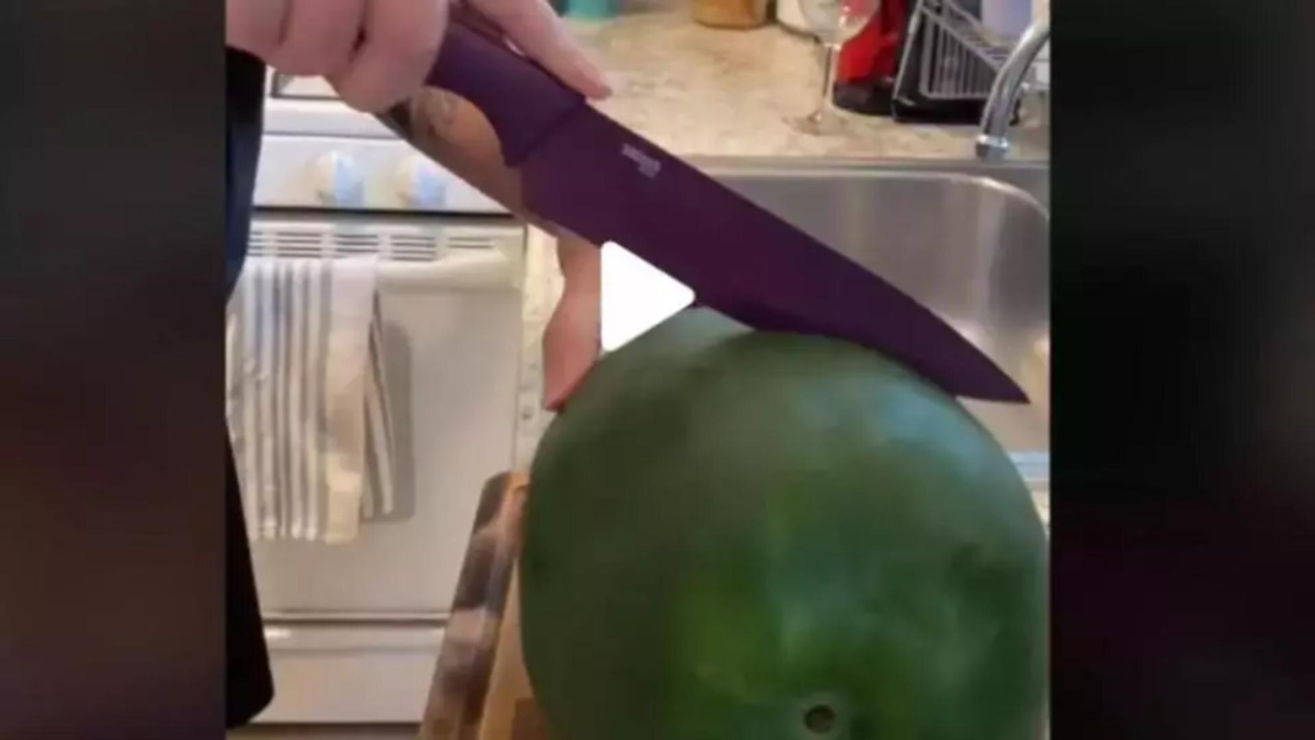 VIDEO – A tăiat cel mai mare pepene din grădina, abia așteptase acest moment – Când a văzut ce se află interior, s-a luat cu mâinile de cap