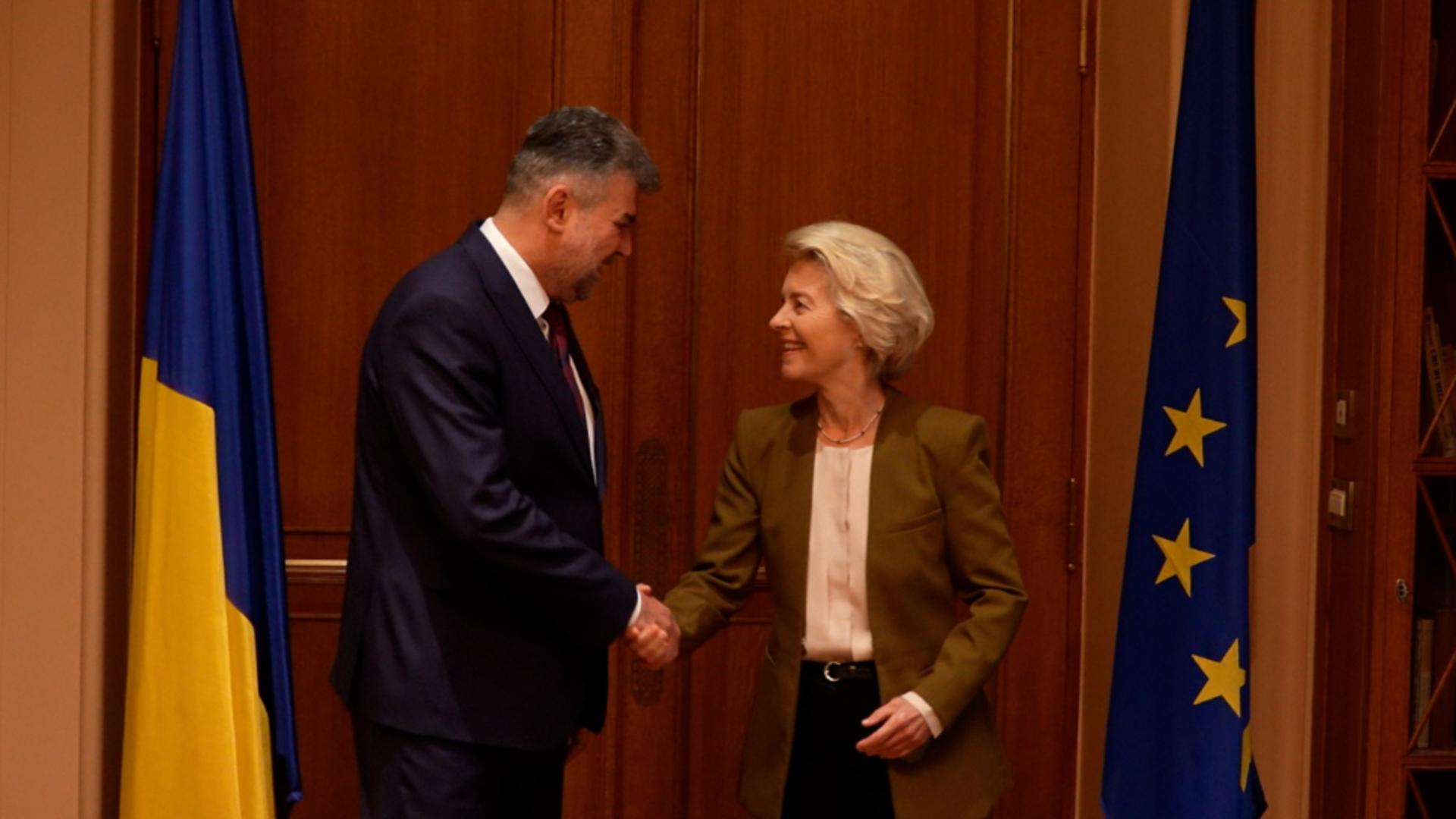 Marcel Ciolacu, întrevedere cu Ursula von der Leyen: „Am solicitat intensificarea eforturilor comune pentru aderarea la Schengen”