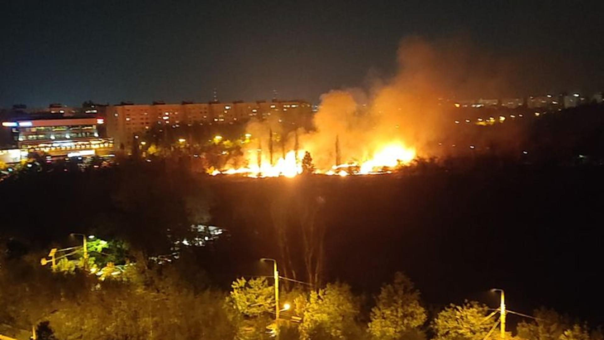 Incendiu de proporții în parcul IOR din Sectorul 3 al Capitalei: Focul, lângă stația de metrou Titan - Intervenția pompierilor | FOTO&VIDEO