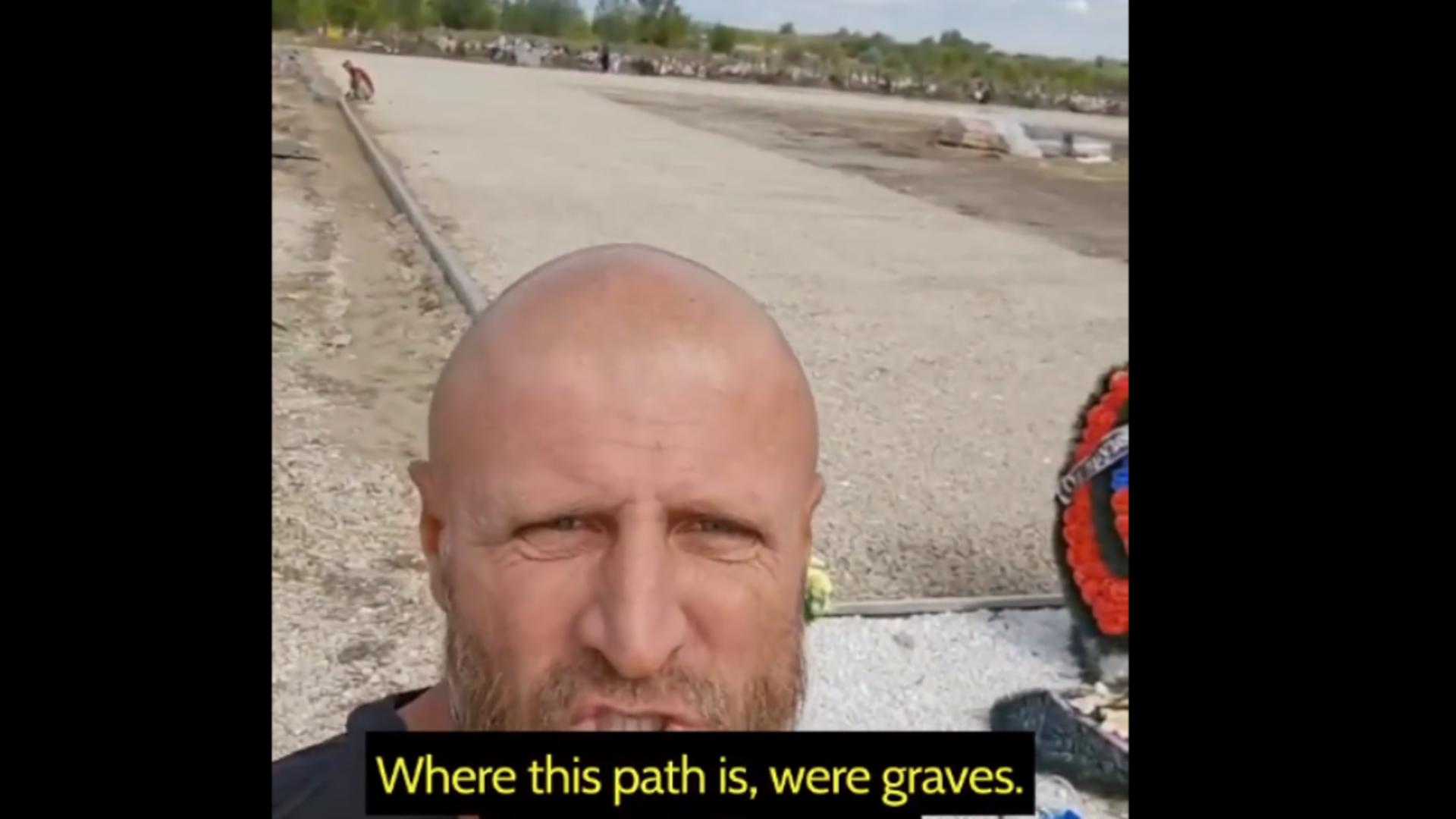 Rușii au ras de pe suprafața pământului un cimitir al mercenarilor Wagner. Foto: Twitter/X
