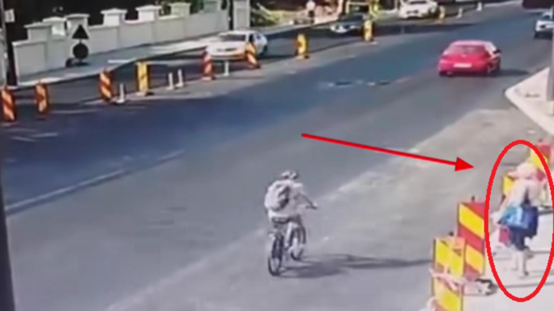  O femeie în vârstă a căzut în mijlocul unei străzi pline de mașini! Operațiunea bordura, la un pas să se termine cu o tragedie, la Cluj
