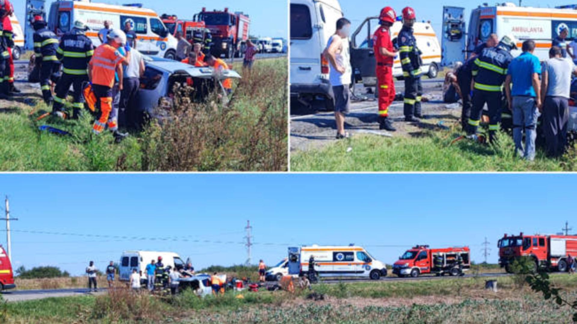 Accident violent între Arad și Nădlac: 5 victime după ciocnirea dintre o mașină și o autoutilitară – Trafic blocat la Hanul de la Răscruce
