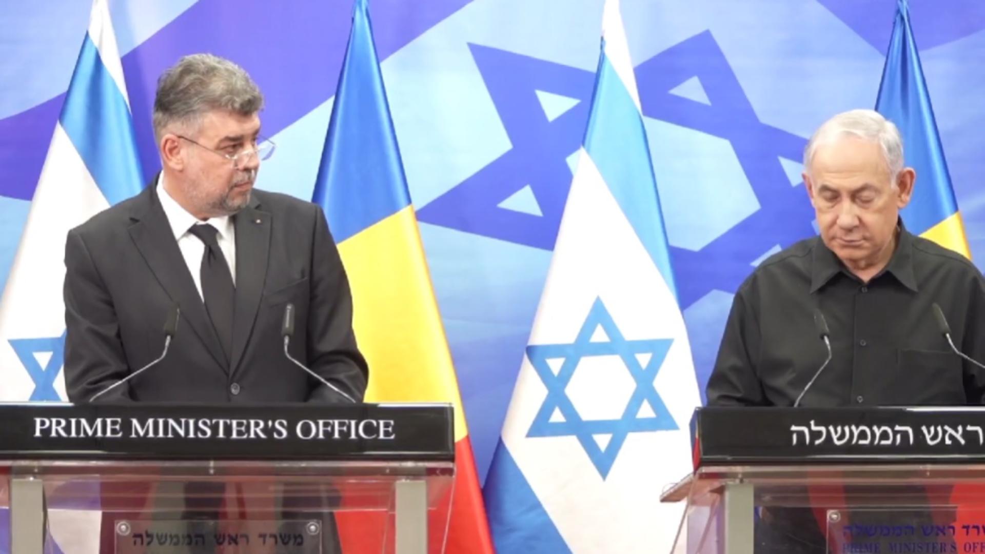 Marcel Ciolacu și Benjamin Netanyahu, conferință comună de presă