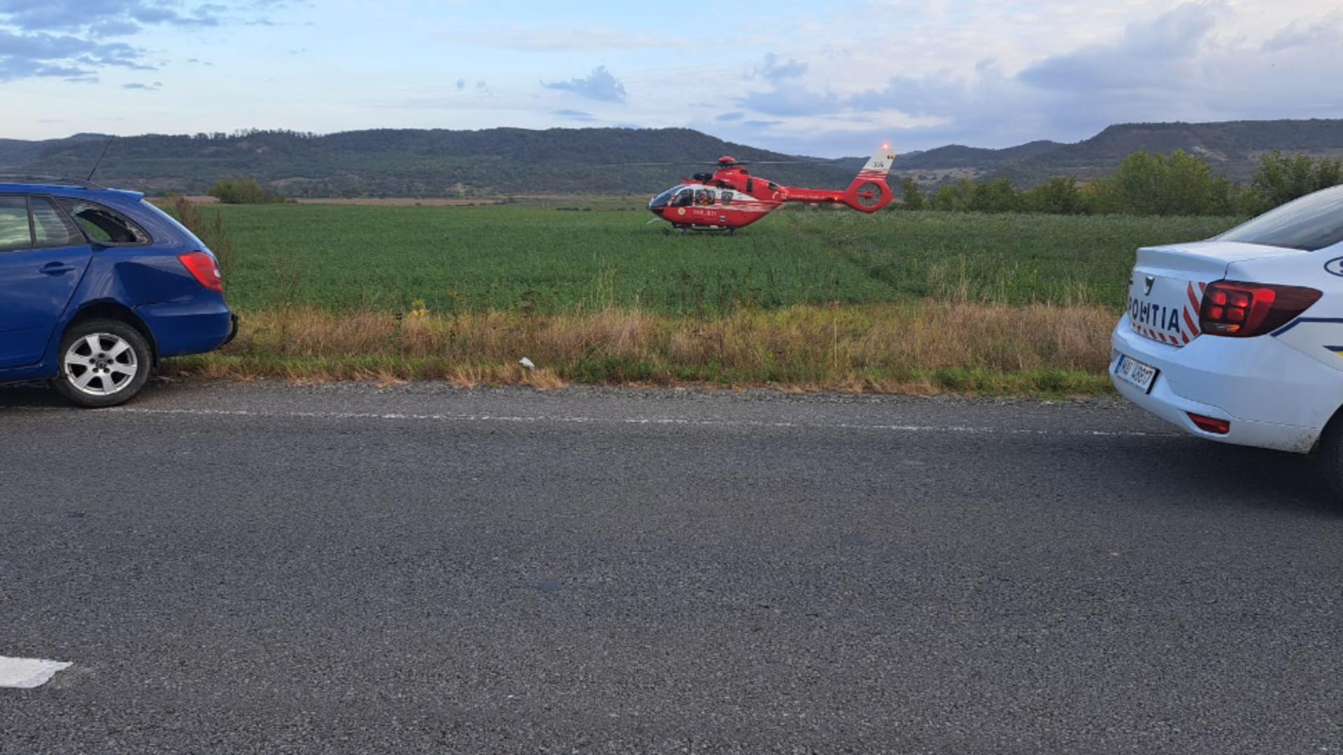 Accident grav între Sibiu și Sighișoara: 2 victime după ciocnirea violentă a două mașini - A fost solicitat elicopterul SMURD