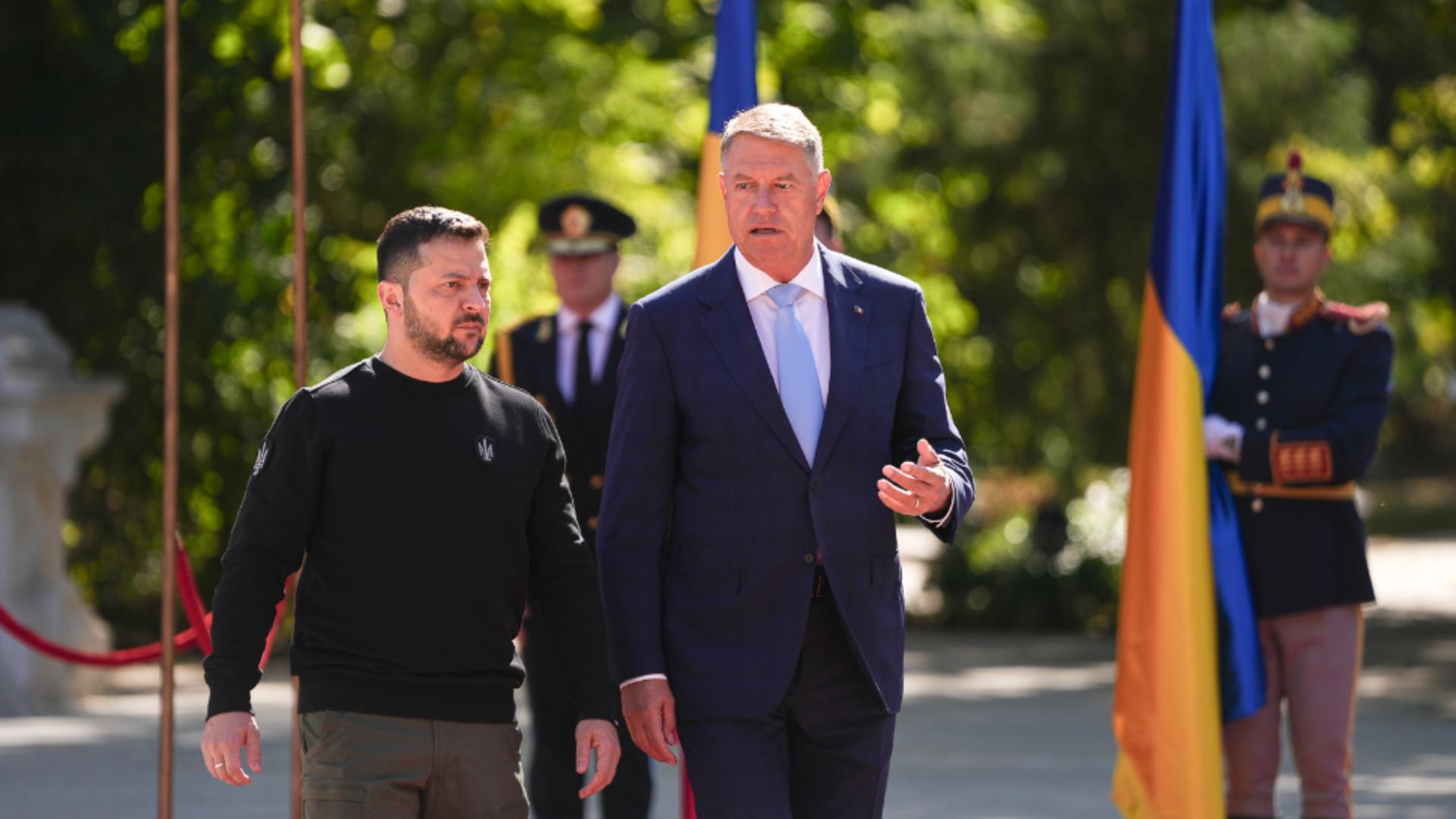 Volodimir Zelenski alături de Klaus Iohannis/ Administrația Prezidențială