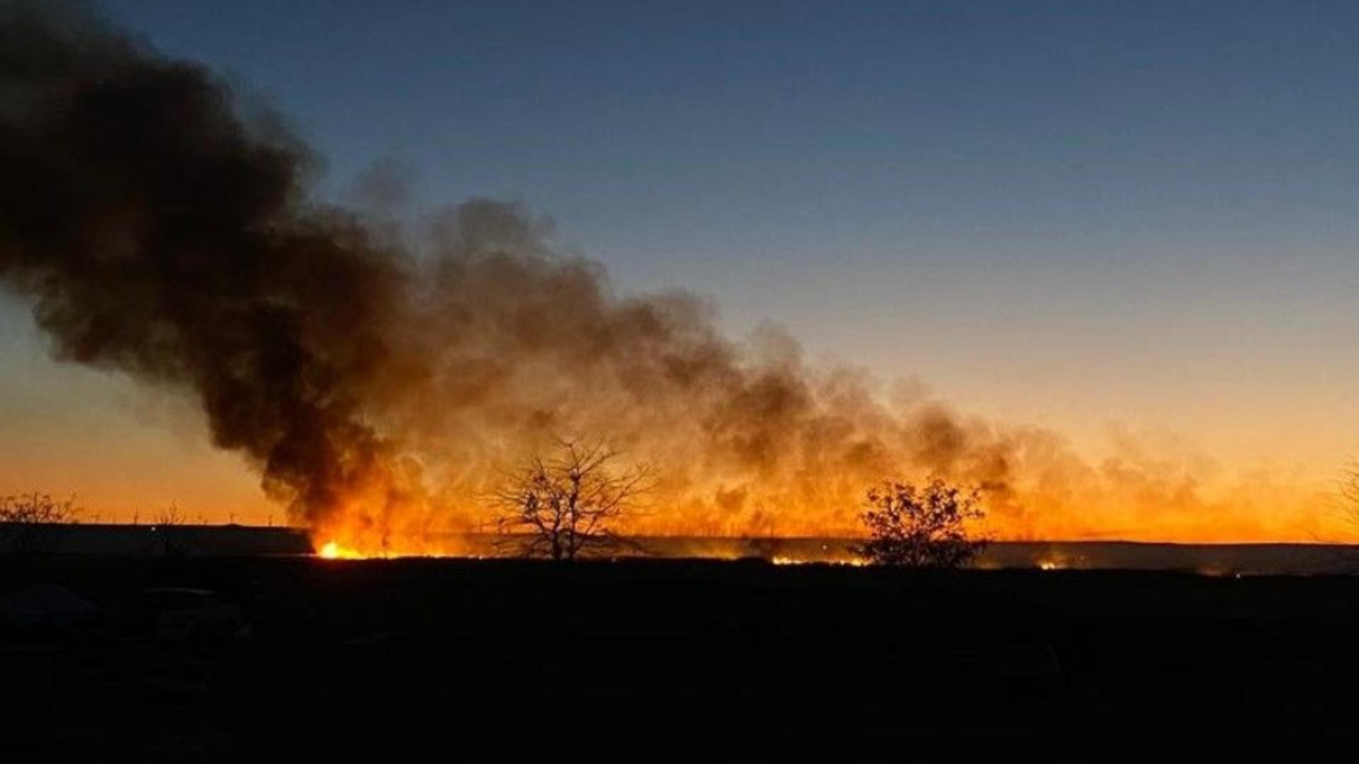 Incendiu violent, în Deltă: zeci de case, în pericol 