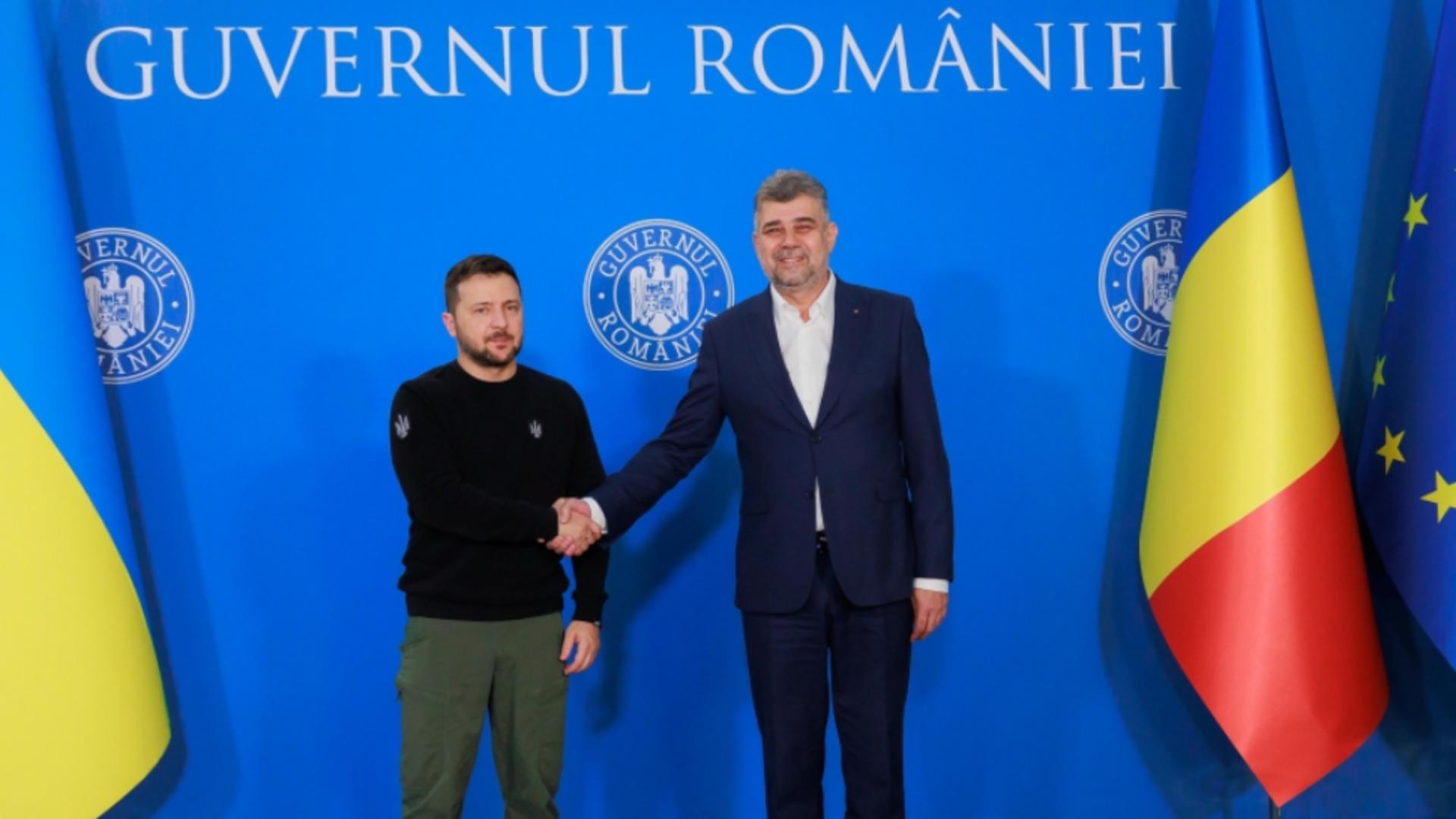 Marcel Ciolacu și Volodimir Zelenski, 10 octombrie 2023   / Foto: Guvernul României