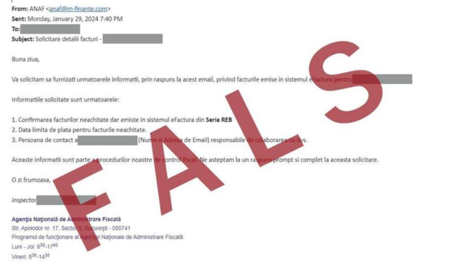 Nouă campanie de mesaje false trimise în numele ANAF! Este vizat sistemul e-Factura
