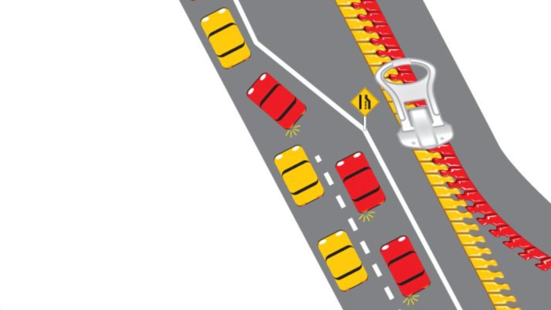 Regula fermoarului, lecția care nu se predă în școlile de șoferi din România. Metoda simplă și eficientă pentru fluidizarea traficului 