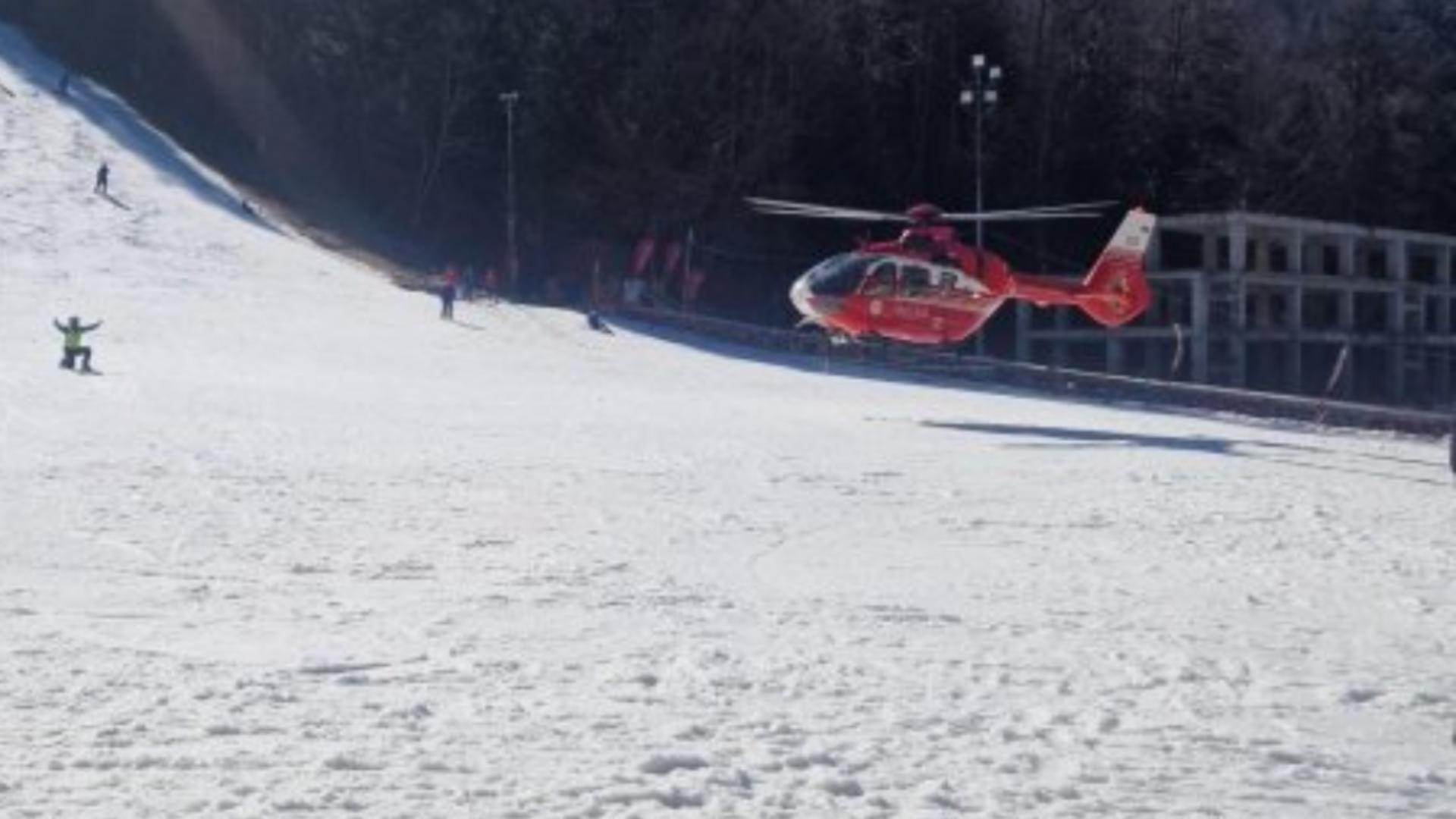 Un bărbat de 44 de ani a făcut stop cardio-respirator pe pârtie, la Azuga. A fost resuscitat pe pârtie și luat cu elicopterul SMURD