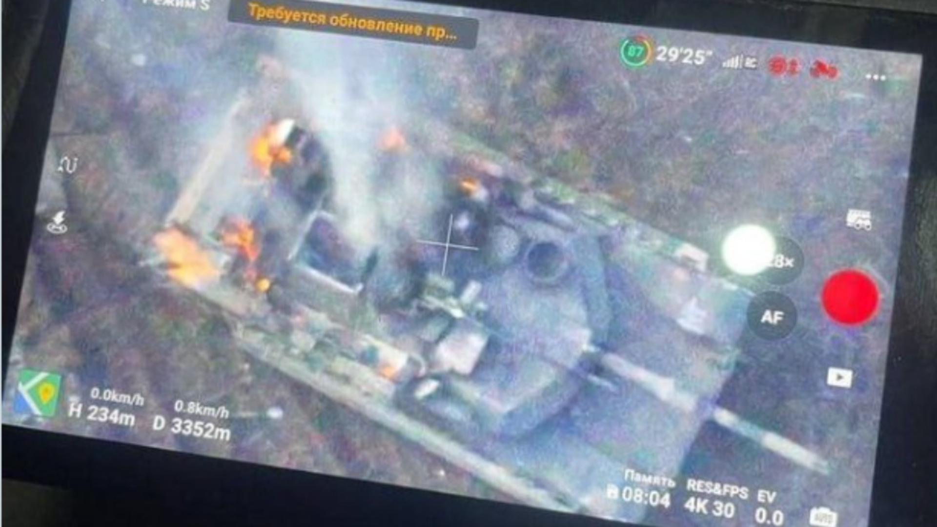 Imaginile cu tancul american distrus, distribuite pe rețelele sociale