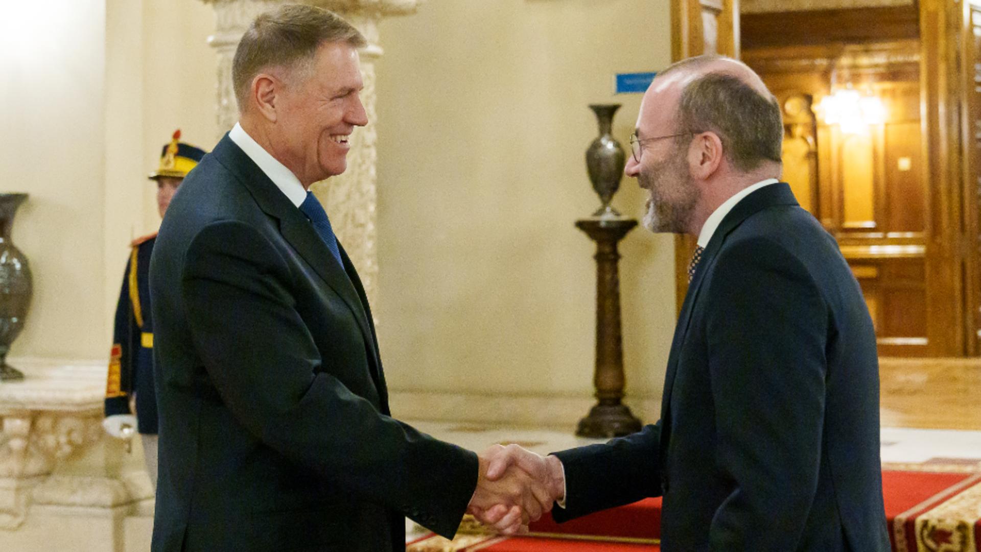 Klaus Iohannis s-a întâlnit la Cotroceni cu Manfred Weber. Foto/președinția