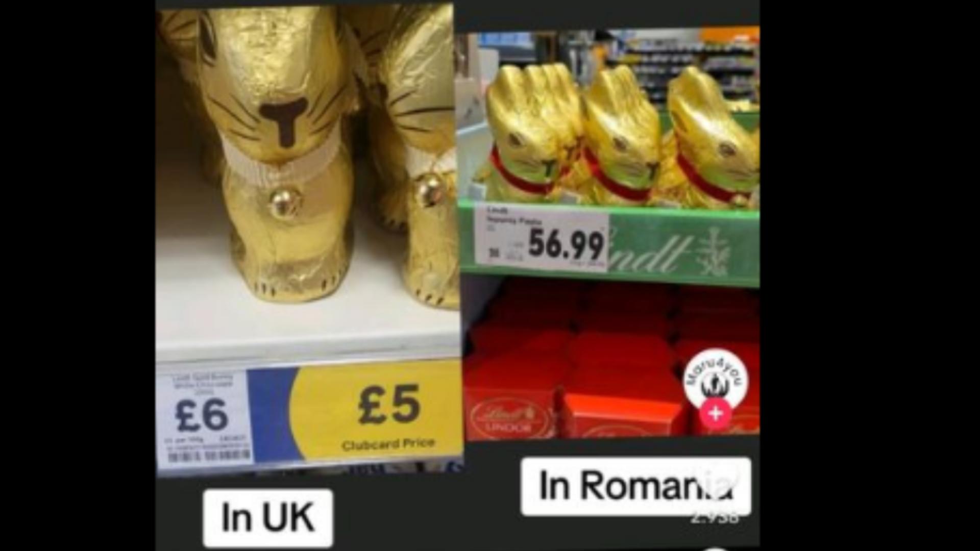 Prețul exorbitant al iepurașilor de ciocolată în România, în comparație cu Marea Britanie. „E japcă pe față”