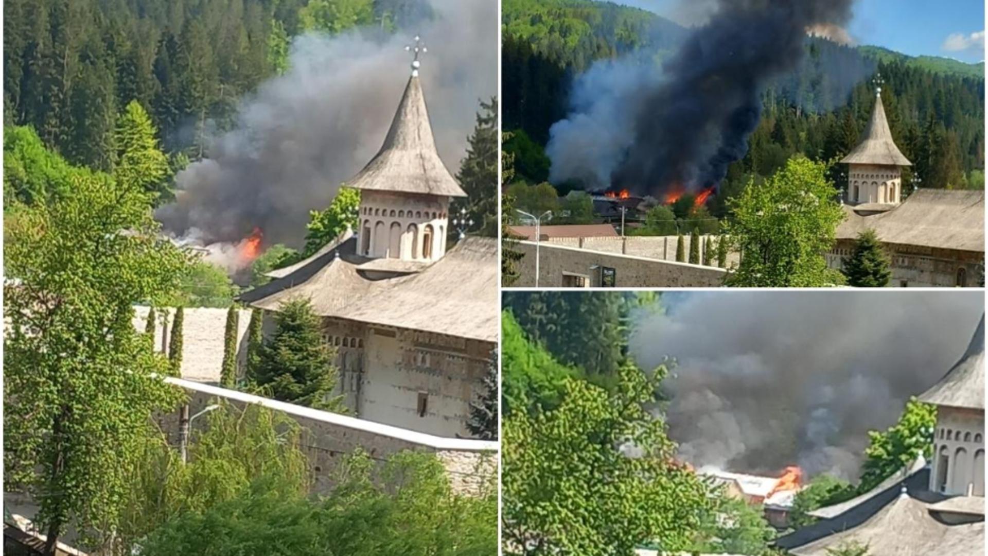 Focul a izbucnit la mică distanță de monumentul istoric (colaj foto PS News)
