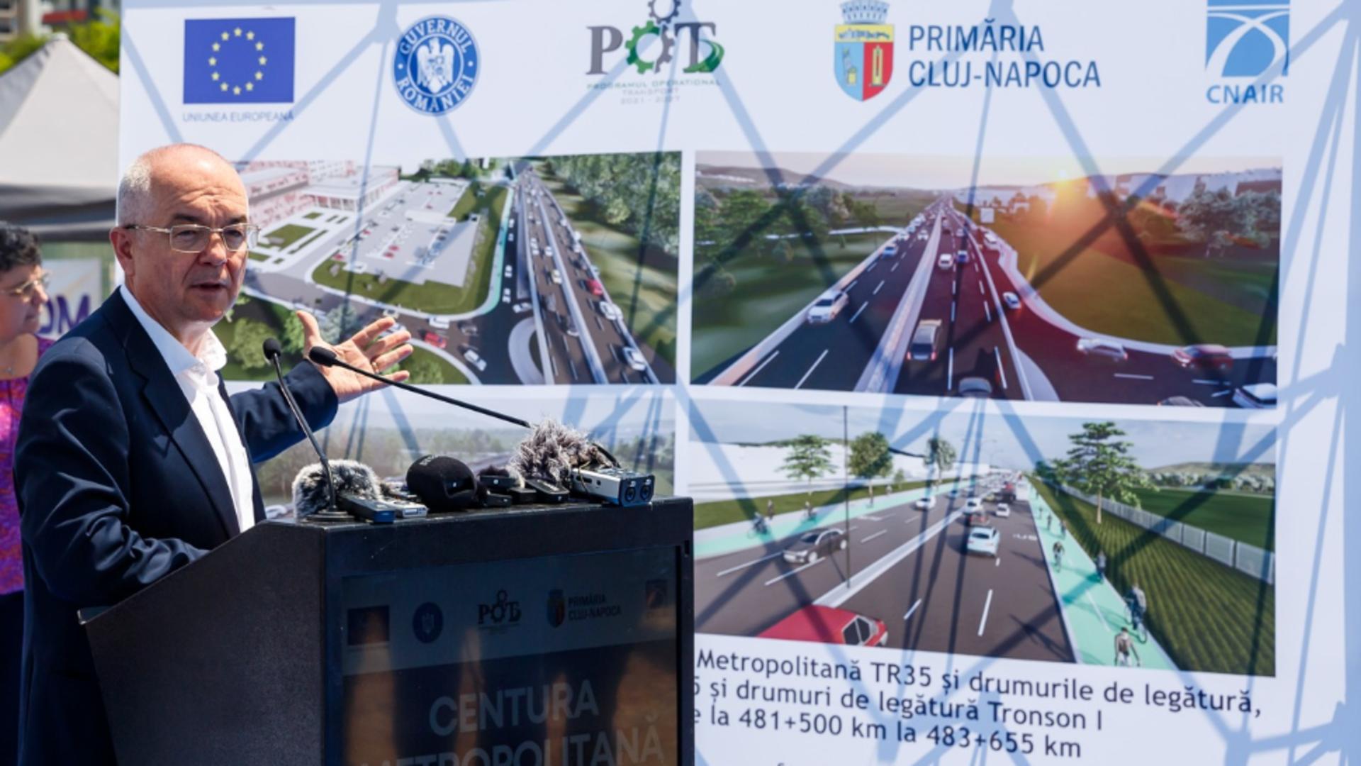 Emil Boc anunță începerea lucrărilor la Centura metropolitană a Clujului, tronsonul 1, Cluj-Florești