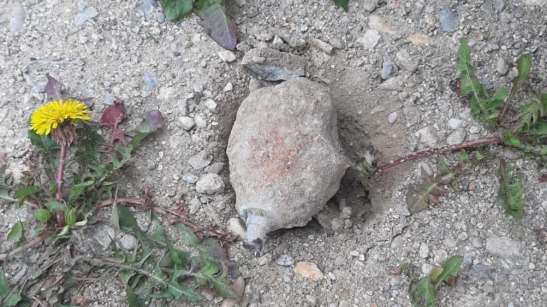 Grenadă neexplodată, găsită în curtea unui localnic din judeţul Vâlcea. Anunțul ISU/ Foto: ISU Vâlcea