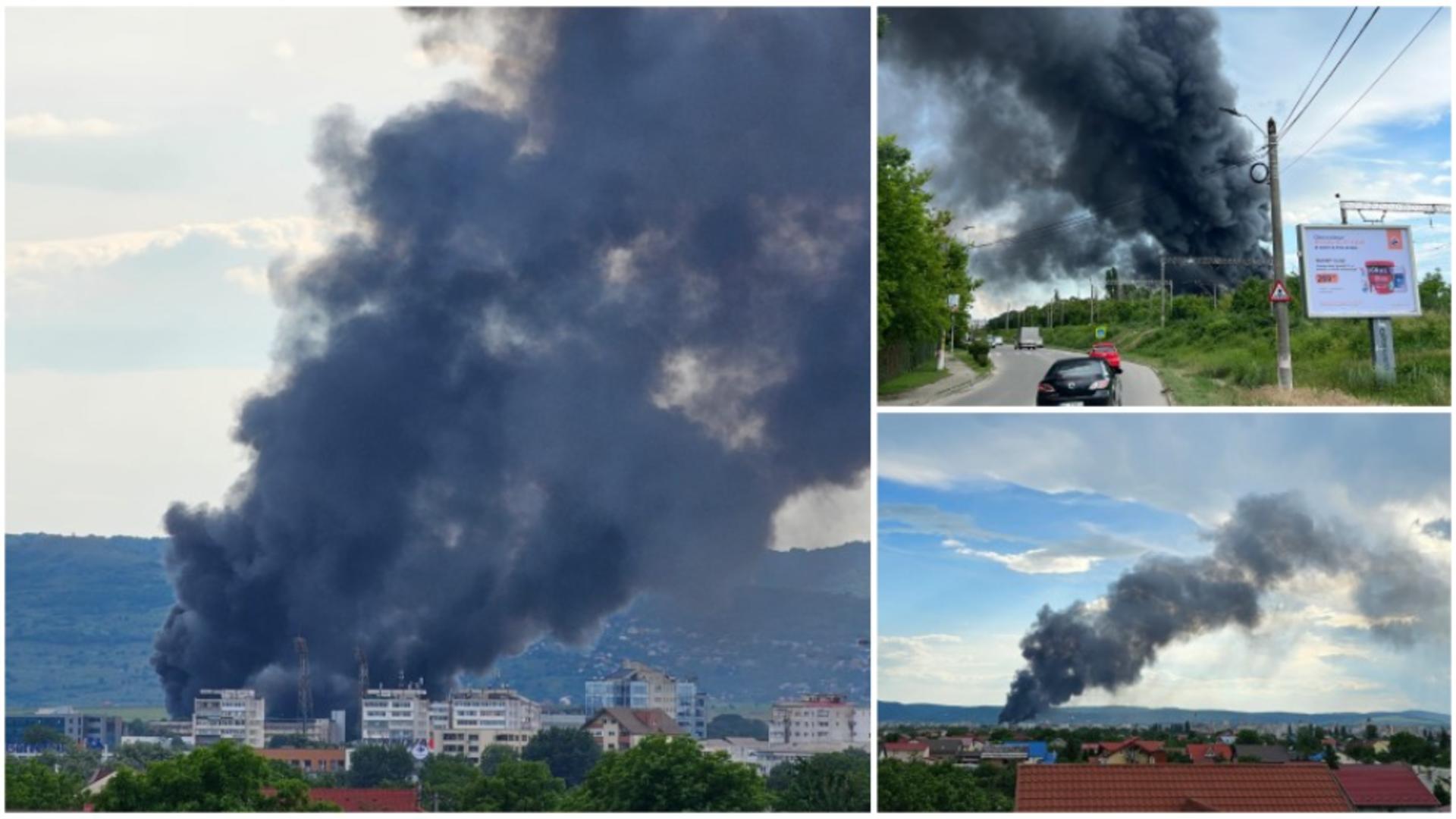 Explozie și incediu puternic la un depozit de mase plastice din Bacău. Foto/ziardebacau