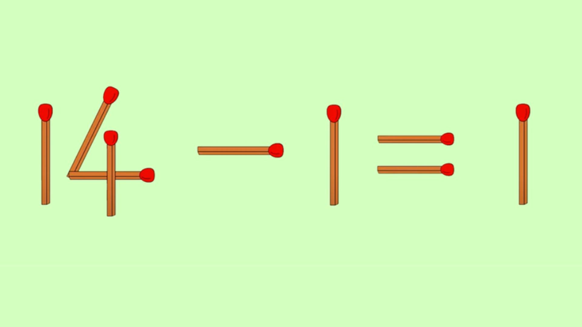 Te provocăm la un test IQ. Mută un singur băț de chibrit pentru a corecta ecuația 14-1=1