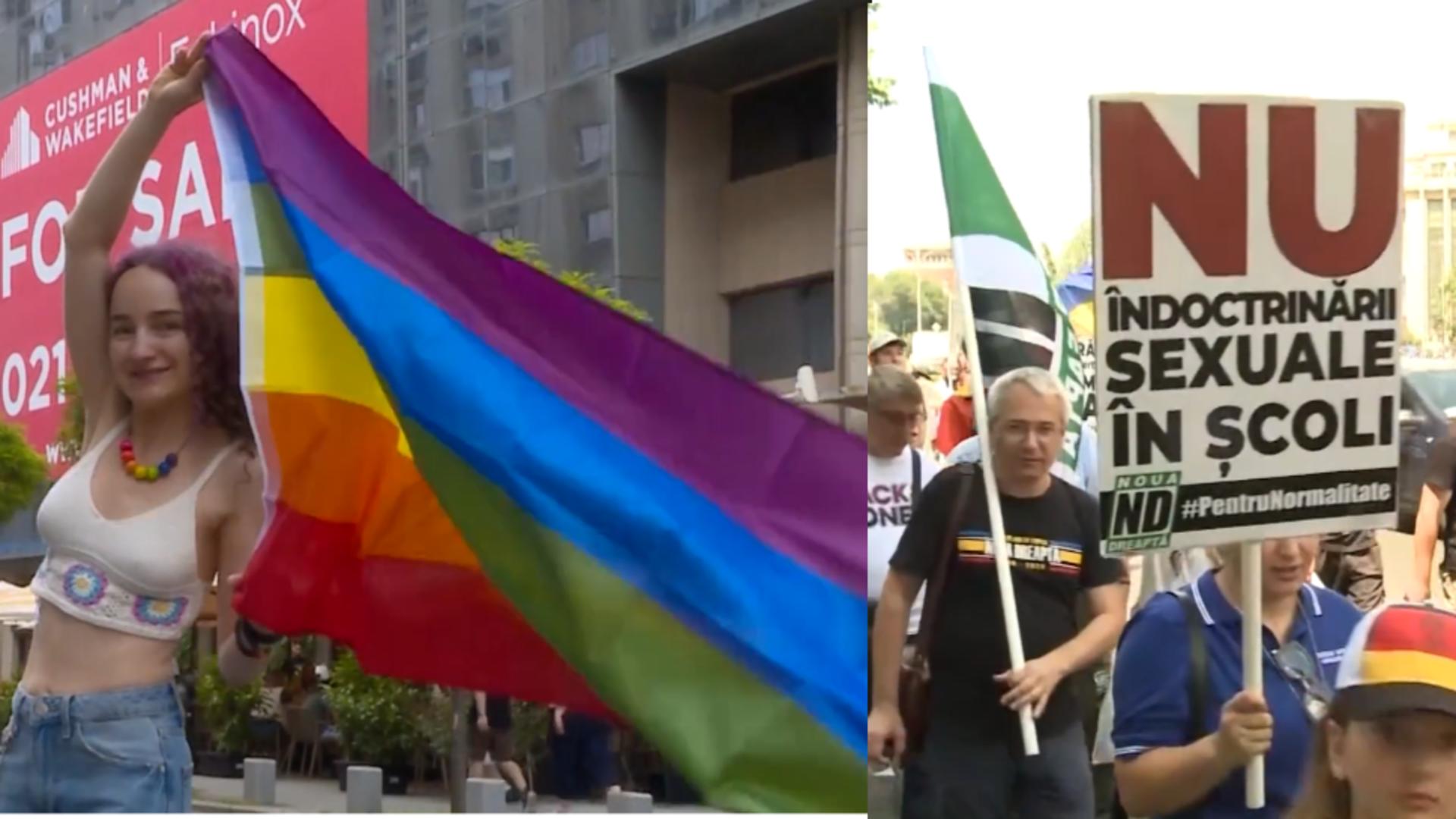 Marșul LGBTQ+ s-a suprapus cu Marșul Normalității în București
