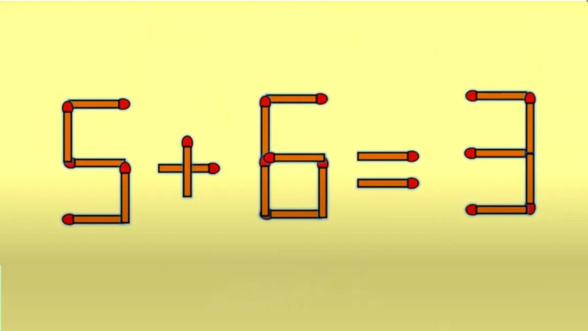 Problema zilei. Cum poți corecta ecuația 5+6=3 în doar câteva secunde