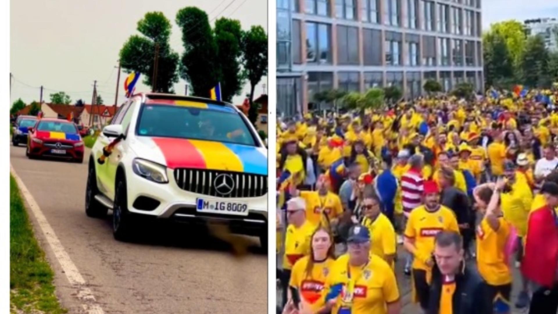Coloane întregi de mașini cu români se îndreaptă spre Munchen înaintea meciului România-Olanda. Orașul, inundat de o „mare galbenă”