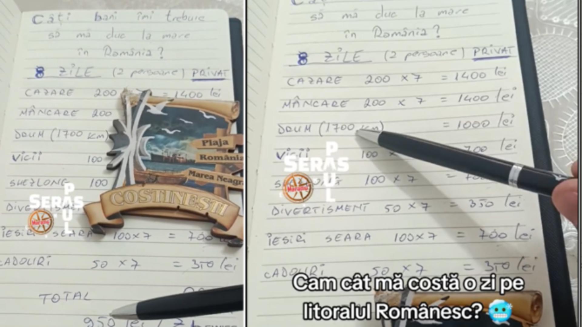 Un român a calculat cât îl costă 8 zile pe litoralul românesc. Foto: TikTok
