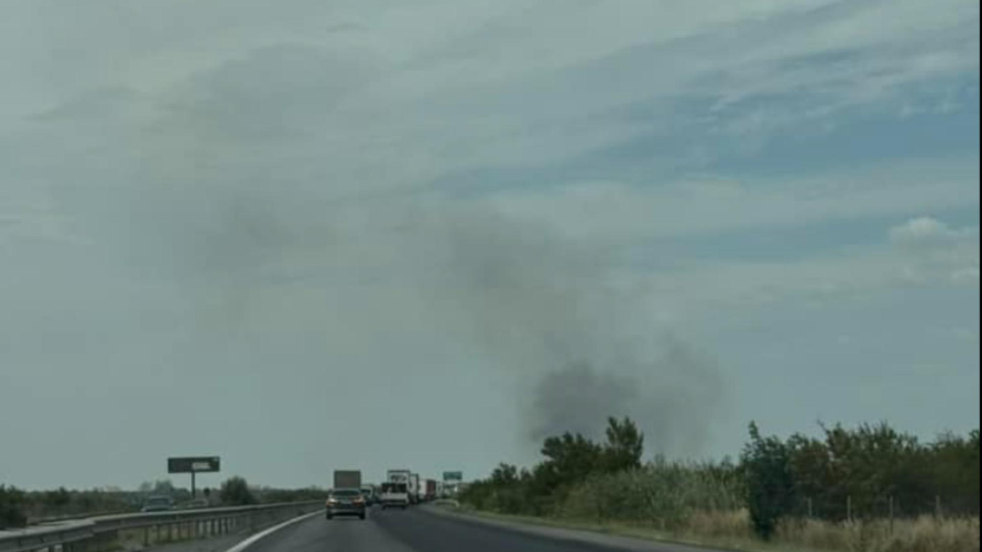 În zona incendiului s-au format cozi kilometrice (foto: Infotrafic Bucuresti si Ilfov)