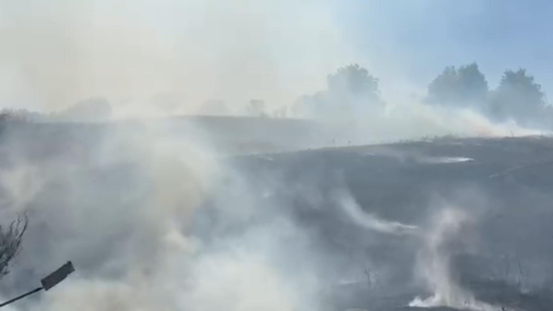 Peste 50 de hectare de vegetaţie uscată, cuprinse de un INCENDIU, în județul Vaslui/ Captură video