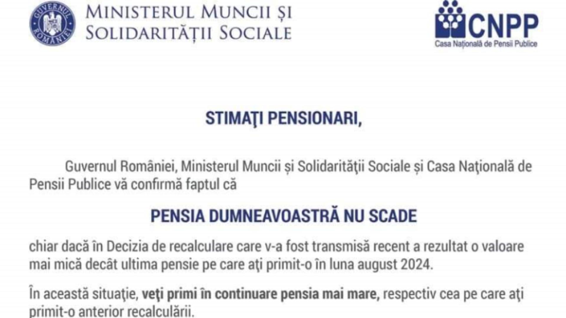 Documentul va ajunge prin poștă la toți pensionarii