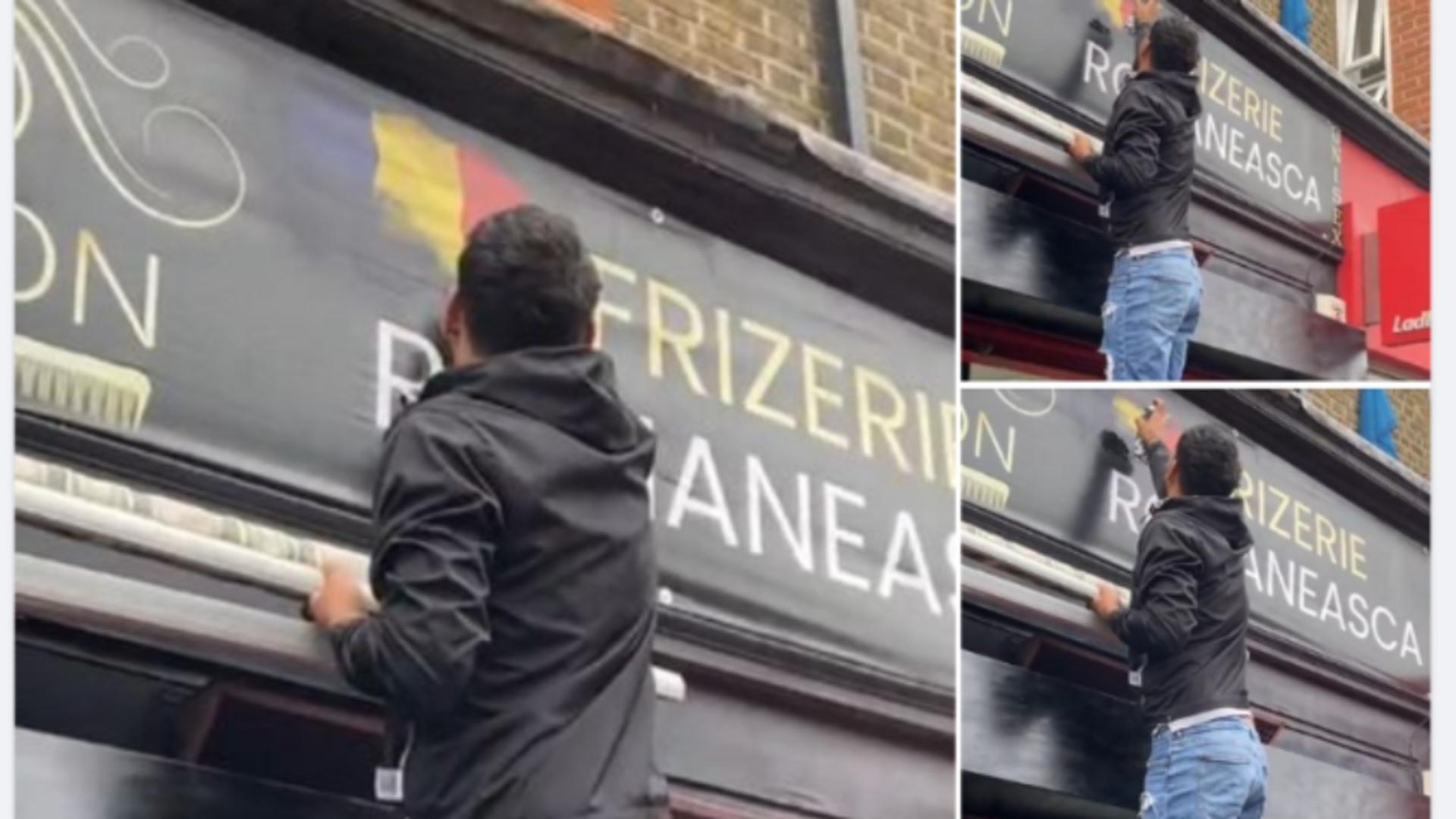 Proprietarul unei frizerii românești din Londra a șters drapelul României și inscripția “Frizerie românească” de frica protestelor – VIDEO