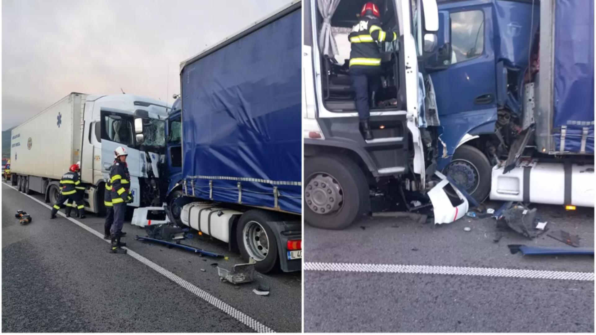 Accident grav pe DN1. Două TIR-uri s-au ciocnit