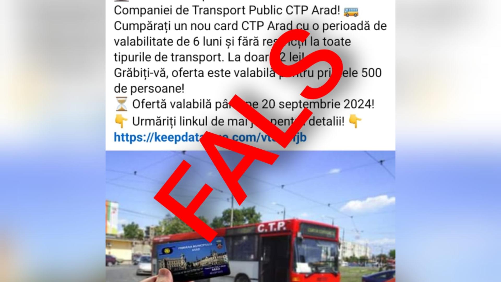 Tentativă fraudă online abonamente transport public Arad. Foto/Primăria Arad