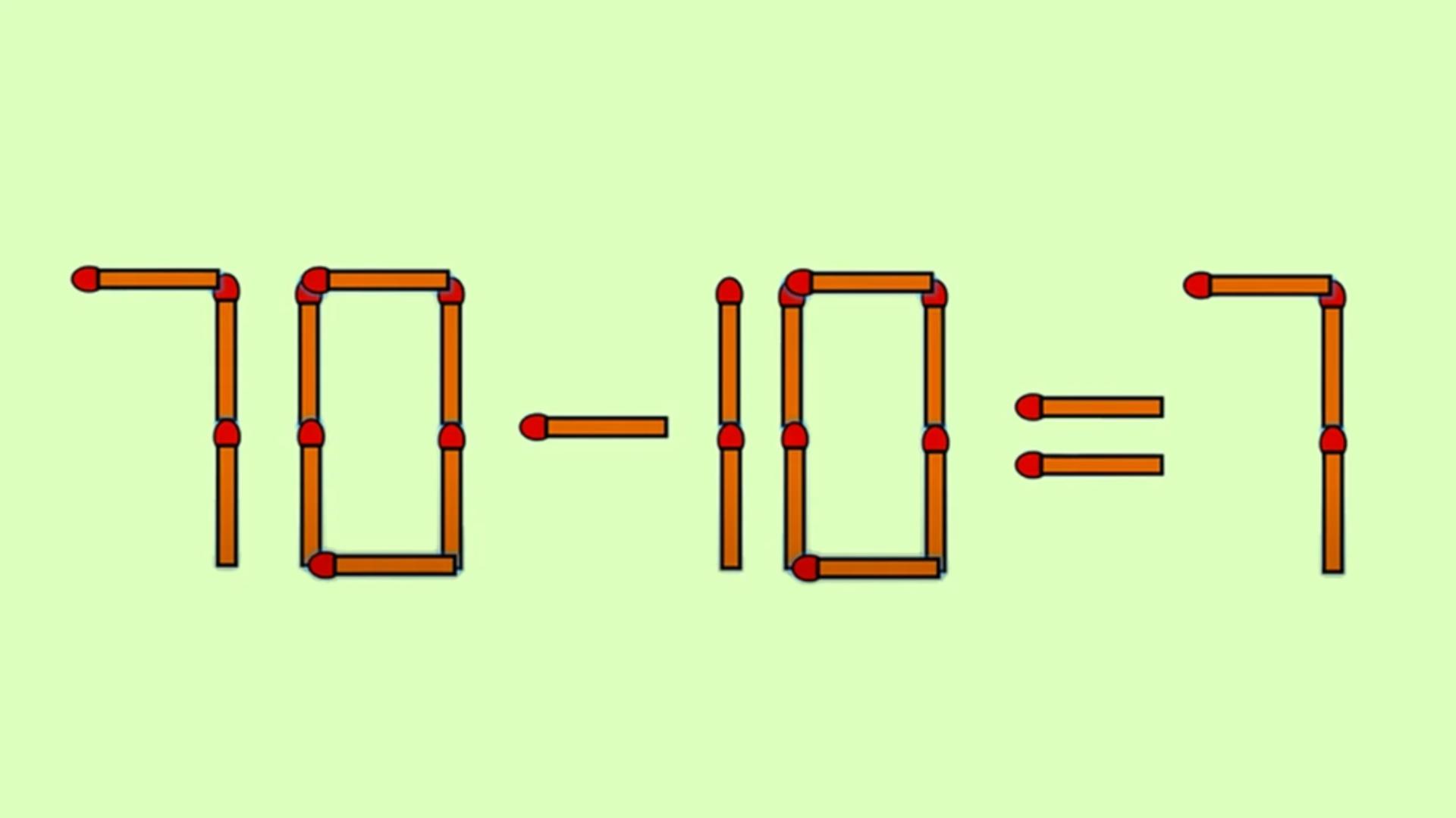 Un test de inteligență captivant: Rezolvă ecuația 70-10=7 mutând un singur chibrit